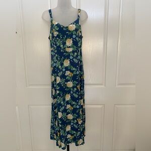 Old Navy Floral Blue Maxi Dress Sz M
